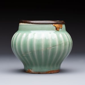 A Chinese Longquan celadon 'Lotus' jar with bronze mount, Song — photo 2