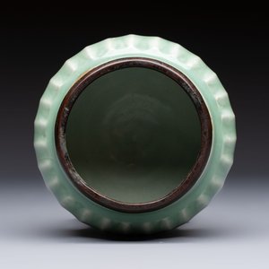 A Chinese Longquan celadon 'Lotus' jar with bronze mount, Song — photo 5