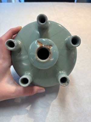 A Chinese Longquan celadon quintuple-tube vase, Yuan — photo 7