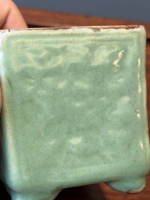 A Chinese Longquan celadon rectangular censer and cover on wooden stand, Ming — photo 13