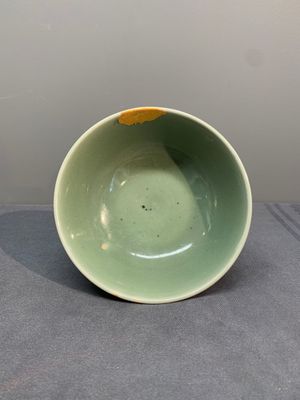 A Chinese Longquan celadon stem cup and two saucers, Ming — photo 7