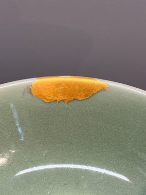 A Chinese Longquan celadon stem cup and two saucers, Ming — photo 9