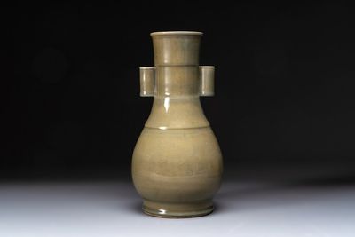 A Chinese Longquan celadon 'touhu' vase, Song/Yuan
