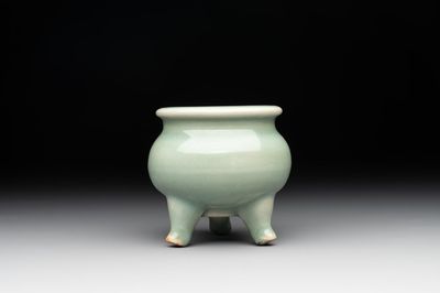 A Chinese Longquan celadon tripod censer, Song