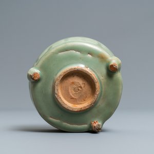 A Chinese Longquan celadon tripod censer with trigrams, Ming — photo 7