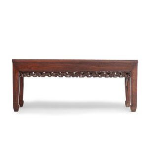 A Chinese marble-topped hongmu rectangular low table — 照片 2