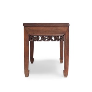 A Chinese marble-topped hongmu rectangular low table — 照片 3