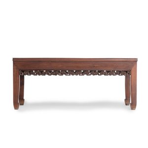 A Chinese marble-topped hongmu rectangular low table — 照片 4