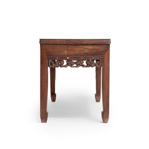 A Chinese marble-topped hongmu rectangular low table — 照片 5