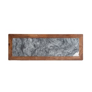 A Chinese marble-topped hongmu rectangular low table — 照片 6