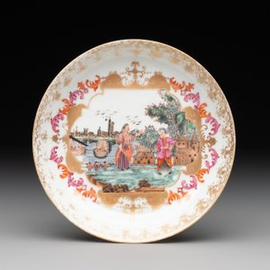 A Chinese Meissen-style export porcelain 'Peter the Great' cup and saucer, Qianlong — photo 2