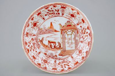 A Chinese "milk and blood" riverscape plate, Kangxi