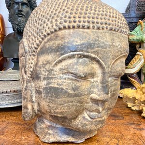 A Chinese Ming-style carved stone head of Buddha, 19/20th C. — 照片 15
