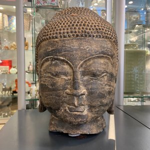 A Chinese Ming-style carved stone head of Buddha, 19/20th C. — 照片 9