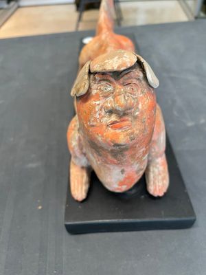 A Chinese Mingqi terracotta amphibian-shaped grave guardian with human head, Western Han — photo 2