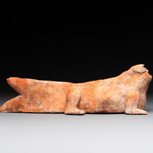 A Chinese Mingqi terracotta amphibian-shaped grave guardian with human head, Western Han — photo 3