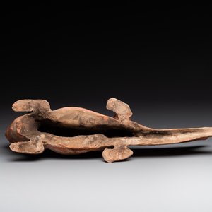 A Chinese Mingqi terracotta amphibian-shaped grave guardian with human head, Western Han — photo 5