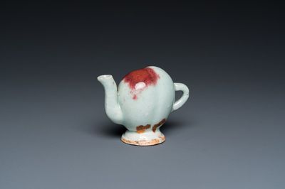 A Chinese miniature peach-shaped Jun-type 'Cadogan' ewer, Qianlong