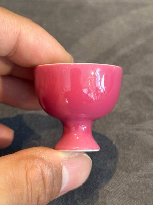 A Chinese miniature ruby-pink-glazed stem cup, Yongzheng mark, Republic — photo 1