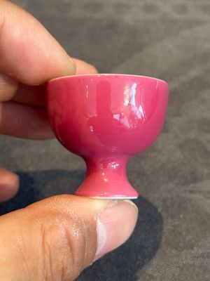 A Chinese miniature ruby-pink-glazed stem cup, Yongzheng mark, Republic — photo 2