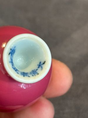 A Chinese miniature ruby-pink-glazed stem cup, Yongzheng mark, Republic — photo 9