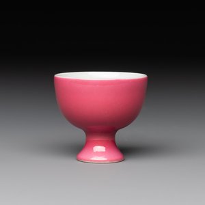 A Chinese miniature ruby-pink-glazed stem cup, Yongzheng mark, Republic — photo 1