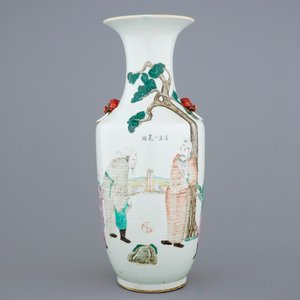 A Chinese mixed qianjiang cai and famille rose vase, 19/20th C. — 照片 3