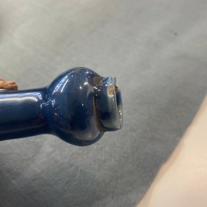 A Chinese monochrome blue garlic head vase with applied biscuit dragon, Jiajing — photo 9
