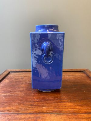 A Chinese monochrome blue-glazed 'cong' vase, Guangxu mark and of the period — photo 4