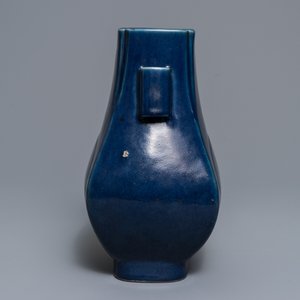 A Chinese monochrome blue-glazed 'fanghu' vase, Guangxu mark and of the period — photo 2