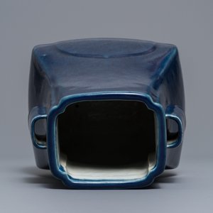 A Chinese monochrome blue-glazed 'fanghu' vase, Guangxu mark and of the period — photo 6