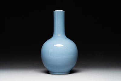 A Chinese monochrome clair-de-lune-glazed bottle vase, Republic
