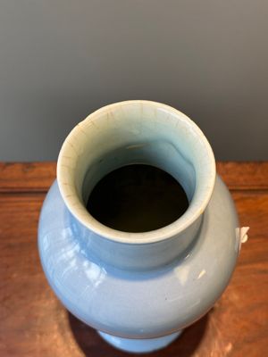 A Chinese monochrome clair-de-lune-glazed 'guanyin zun' vase, Kangxi — 照片 4