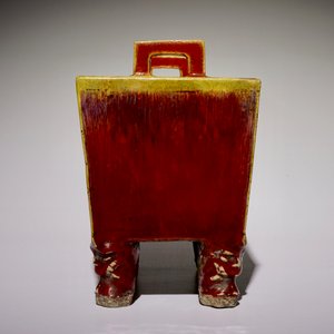 A Chinese monochrome flambe-glazed fang ding, 19th C. — 照片 2