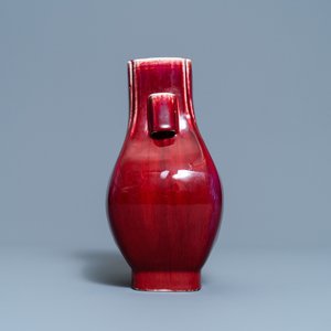 A Chinese monochrome flambé-glazed 'fanghu' vase, Qing — 照片 4