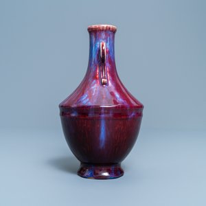 A Chinese monochrome flambé-glazed vase, incised Qianlong mark, 18/19th C. — photo 2