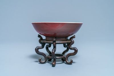 A Chinese monochrome liver-red bowl, 19th C.