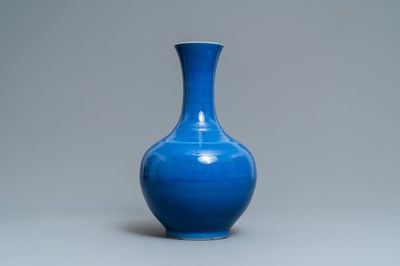 A Chinese monochrome powder blue bottle vase, Guangxu mark and of the period