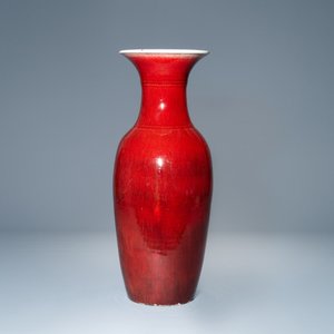 A Chinese monochrome sang de boeuf bottle vase, 19/20th C. — 照片 2