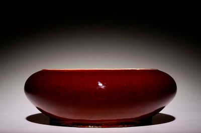 A Chinese monochrome sang-de-boeuf-glazed brushwasher, 19th C.