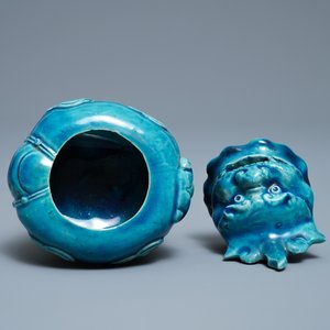 A Chinese monochrome turquoise-glazed 'luduan' censer, 19th C. — 照片 6
