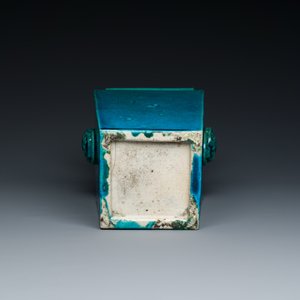 A Chinese monochrome turquoise-glazed square vase, Kangxi — photo 7