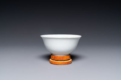 A Chinese monochrome white-glazed bowl, Jinlu Dajiao Tan Yong 金箓大醮壇用 mark, Jiajing