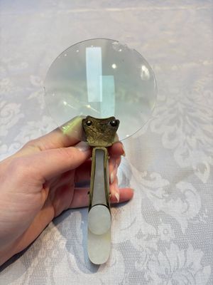 A Chinese mounted magnifying glass with a jade handle and a sterling silver letter opener with a jade handle, 19th C. — 照片 4