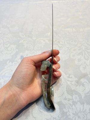A Chinese mounted magnifying glass with a jade handle and a sterling silver letter opener with a jade handle, 19th C. — 照片 8