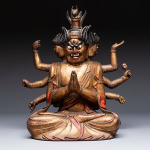 A Chinese or Japanese gilt-lacquered figure of Hayagrīva, 19th C. — foto 2