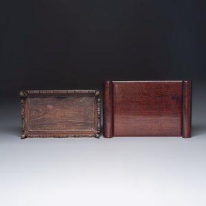 A Chinese or Vietnamese mother-of-pearl-inlaid wooden tray and a Chinese hongmu stand — foto 7