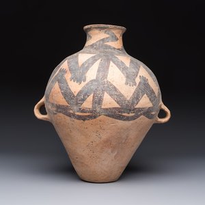 A Chinese painted pottery jar with zigzag design, Neolithic period, Majiayao culture, 3rd millennium B.C. — photo 1