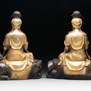 A Chinese parcel-gilt bronze Guanyin and a pair of Bodhisattvas, 20th C. — 照片 9