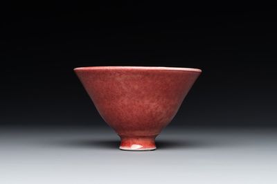 A Chinese peachbloom-glazed conical bowl, 19th C.